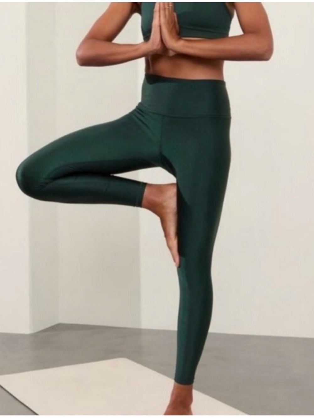 Athleta Elation Sheen Deep Forest Green High-Rise Performance Leggings